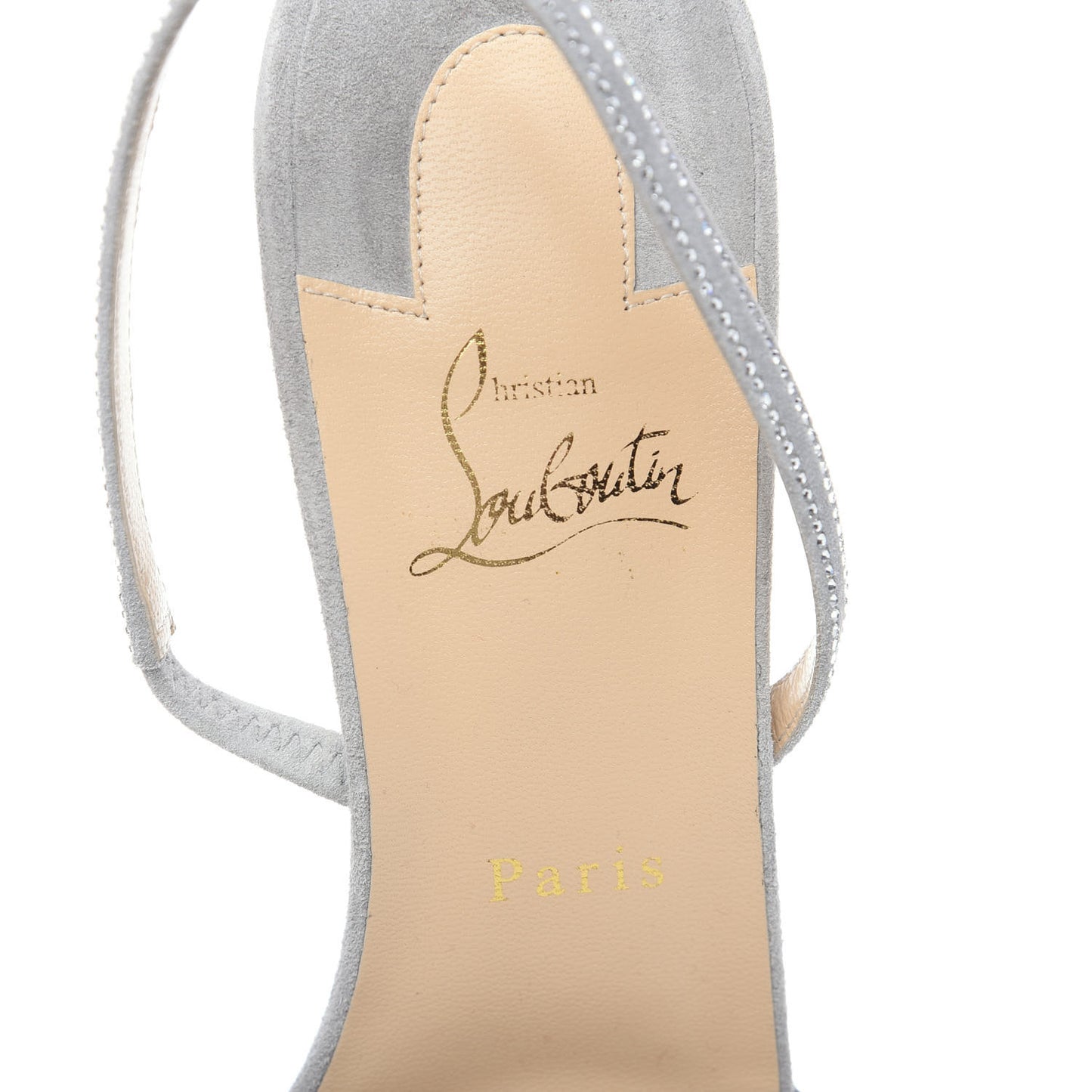 Suede Mesh Embellished Araborda 70 Slingback Sandals 41 Light Grey