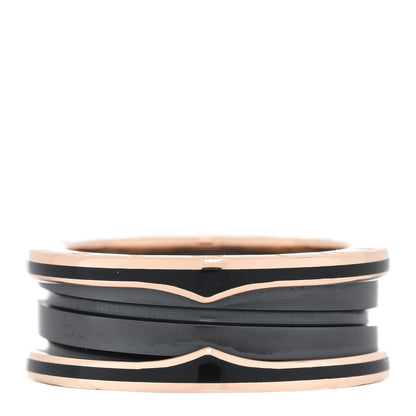 Bulgari 18K Rose Gold Black Ceramic Matte B.Zero1 Two-Band Ring 56 7.5 1 of 5
