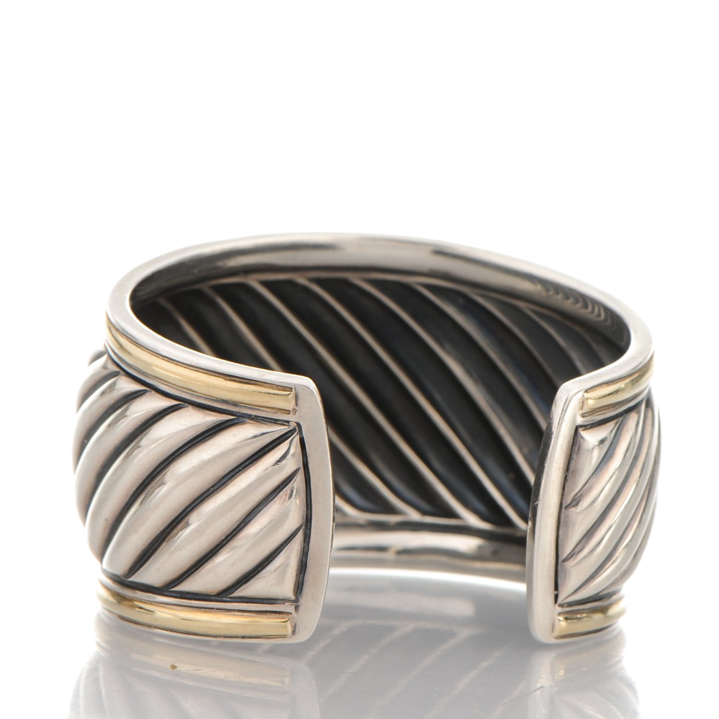 Sterling Silver 18k Gold 41mm Sculpted Cable Cuff