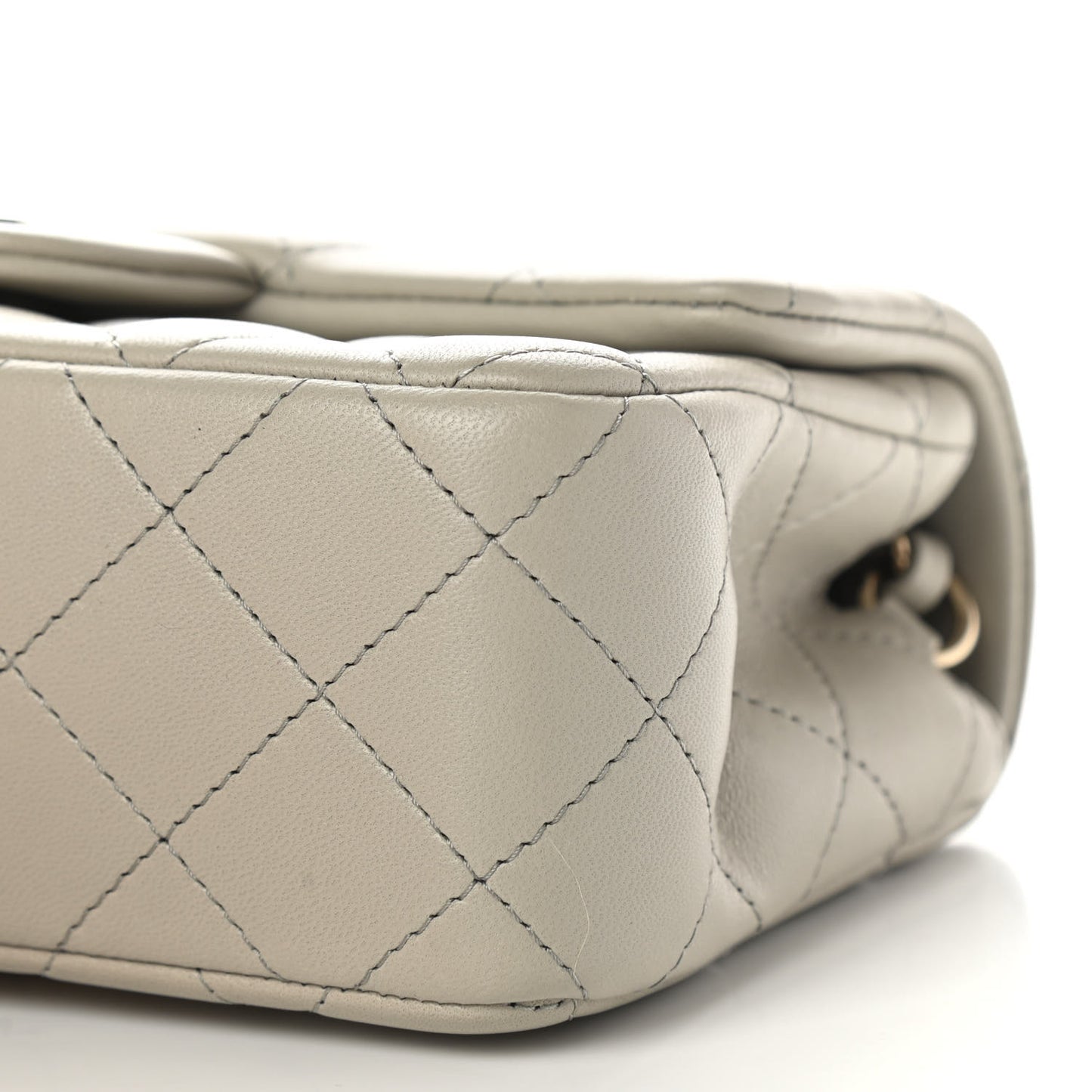 Lambskin Quilted Mini Rectangular Flap Grey