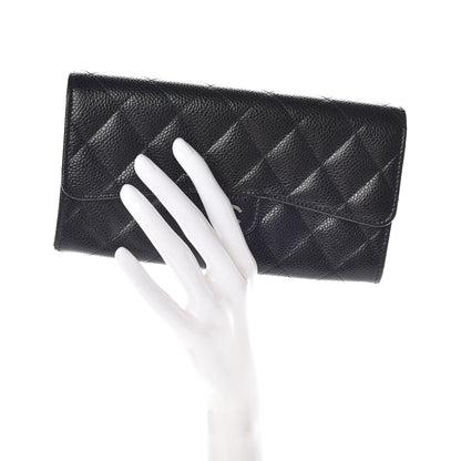 Chanel Caviar Quilted Large Gusset Flap Wallet Black 2 of 11
