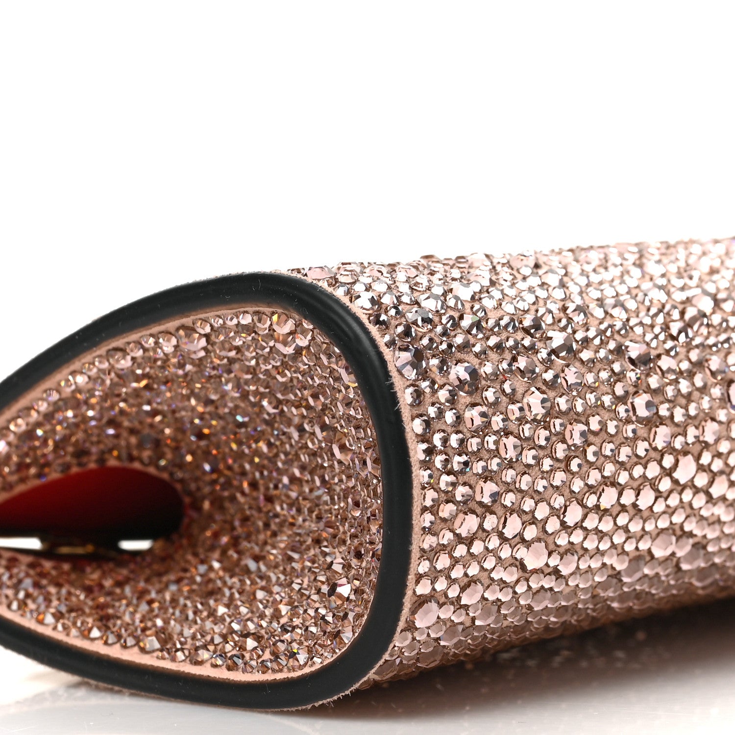 Christian Louboutin Suede Crystal Strass Small Palmette Clutch Pink Vintage Rose 7 of 8