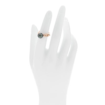 Hermes 18K Rose Gold Diamond Tahitian Pearl Albertine Ring 48 4.5 2 of 7