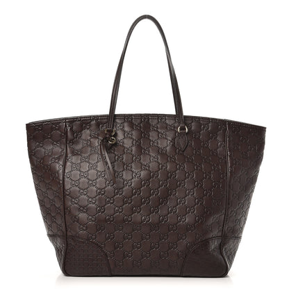 Gucci Guccissima Medium Bree Zippered Tote Chocolate 1 of 7