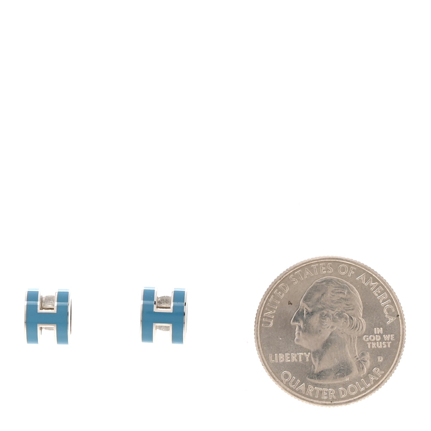 Palladium Lacquered Mini Pop H Earrings Bleu Jean