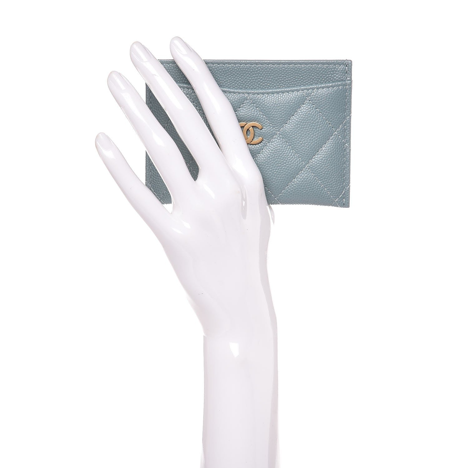 Chanel Iridescent Caviar Quilted Card Holder Light Blue 2 of 10