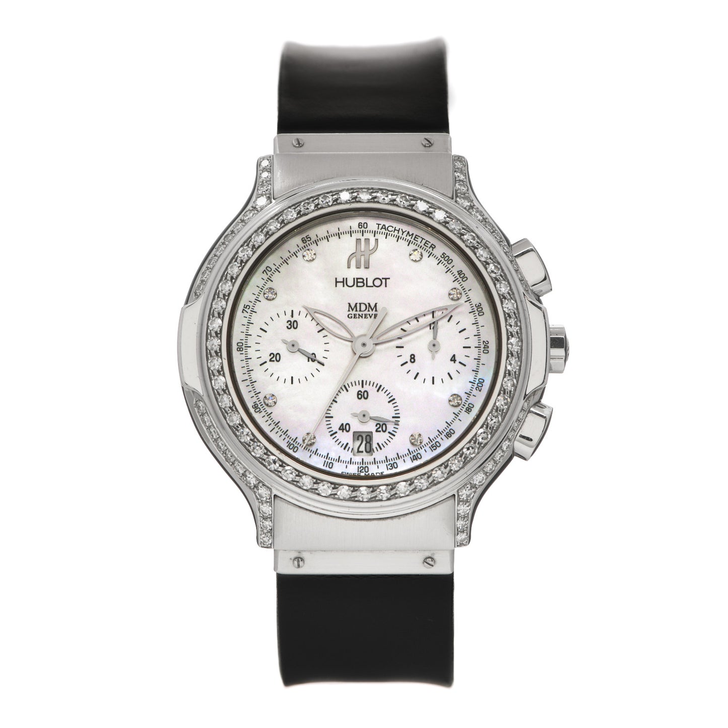 Stainless Steel Rubber Diamond Bezel Mother of Pearl 37mm Classic Fusion Quartz Watch 1640.1.024