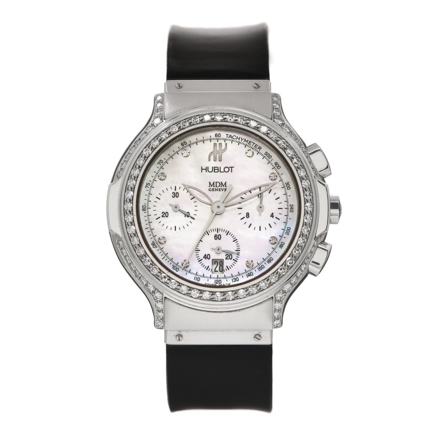 Hublot Stainless Steel Rubber Diamond Bezel Mother of Pearl 37mm Classic Fusion Quartz Watch 1640.1.024 1 of 5