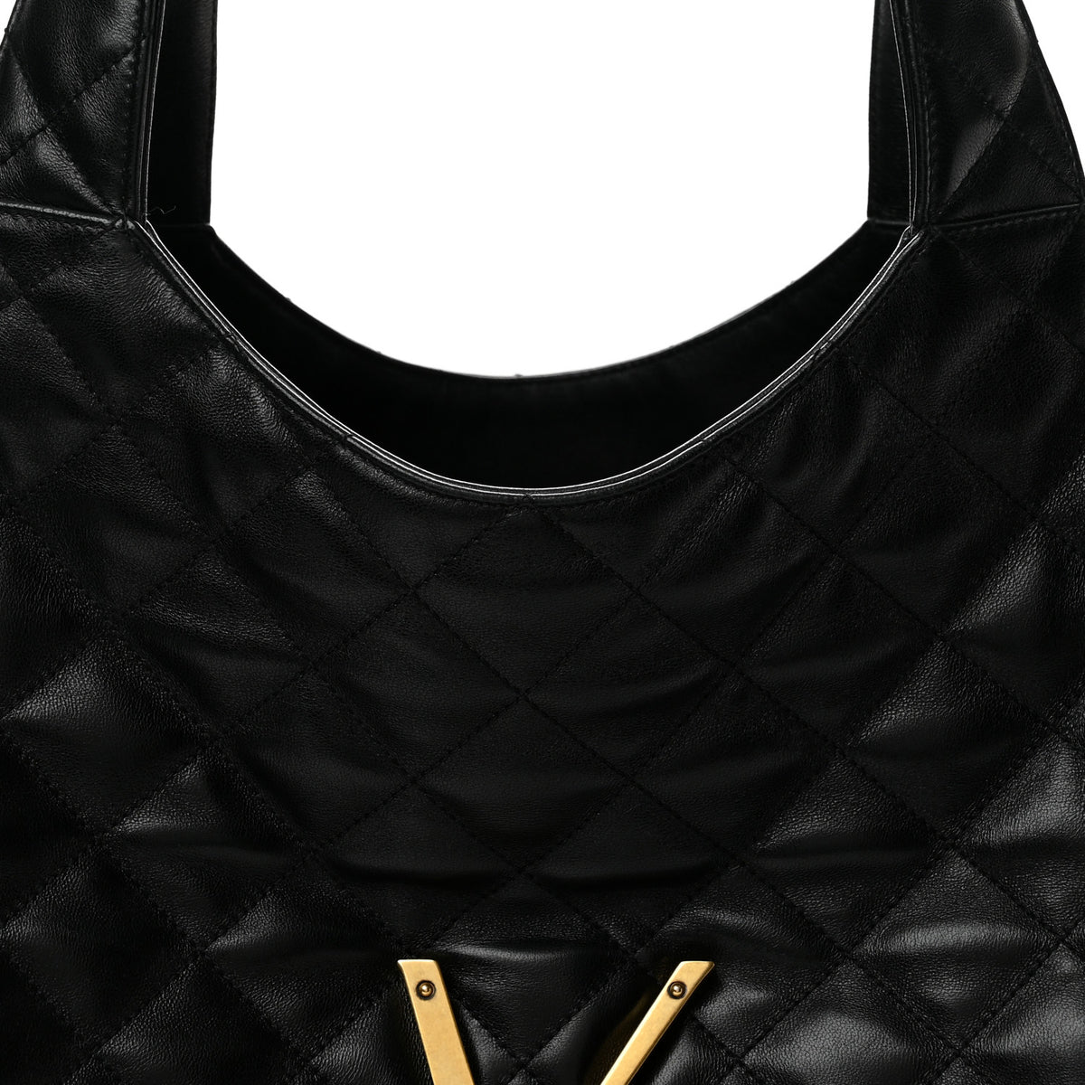 Lambskin Quilted Maxi Icare Shopping Tote Black