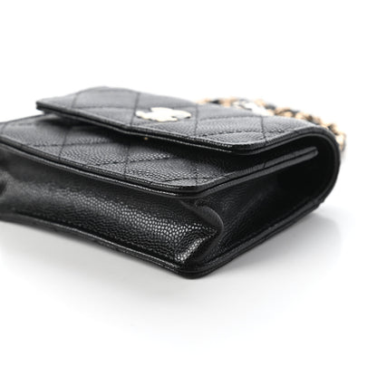Chanel Caviar Quilted Mini Pearl On Top Coin Purse With Chain Black 7 of 12