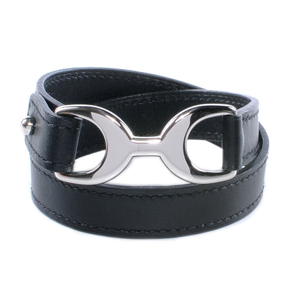Hermes Chamonix Baby Pavane Double Tour Bracelet Small Black 1 of 7