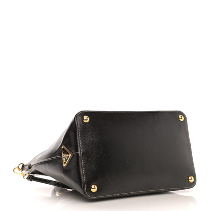 Prada Saffiano Vernice Turn Lock Shopping Tote Black 3 of 10