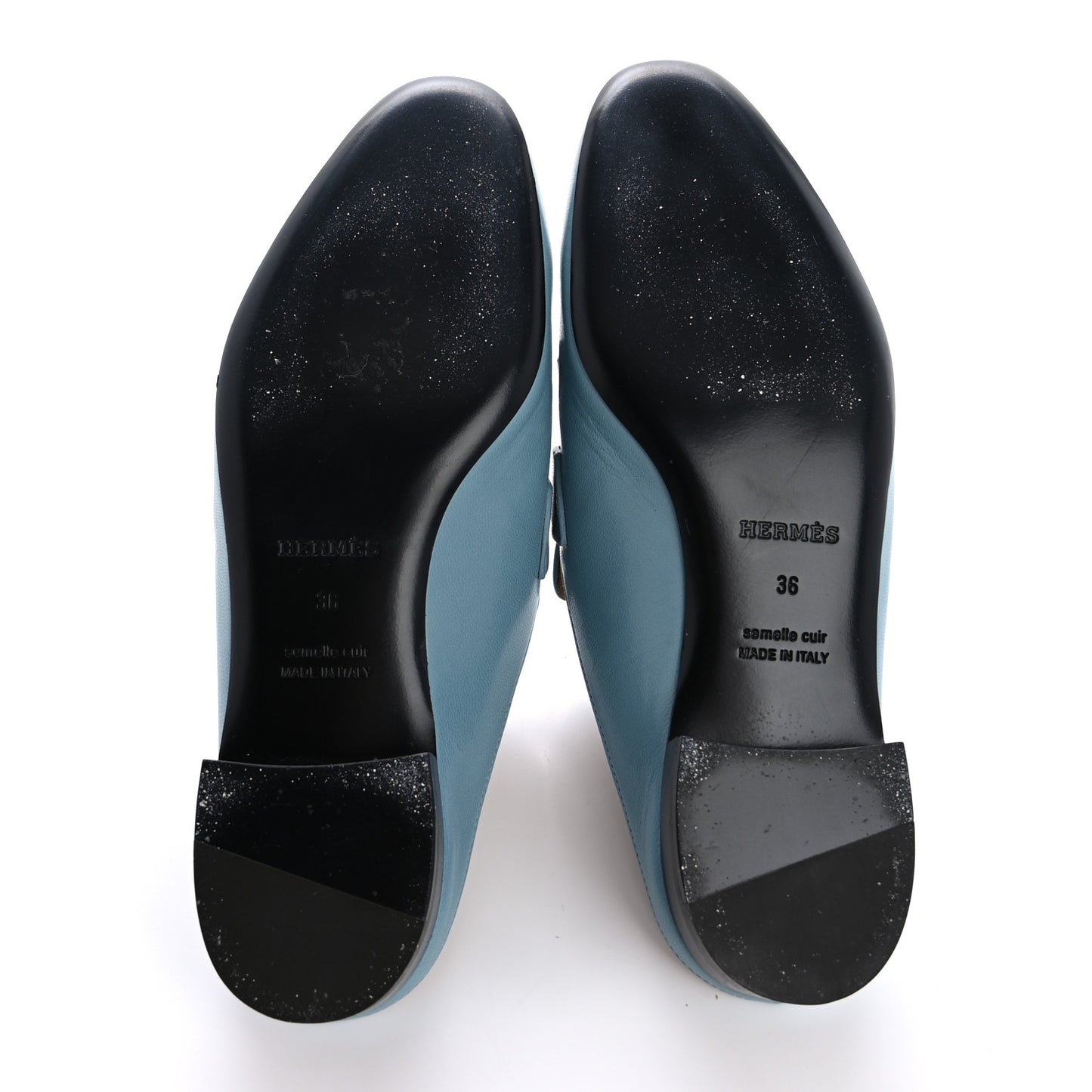 Goatskin Rivoli Mules   36 Bleu Ciel