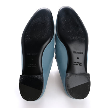 Hermes Goatskin Rivoli Mules   36 Bleu Ciel 6 of 12