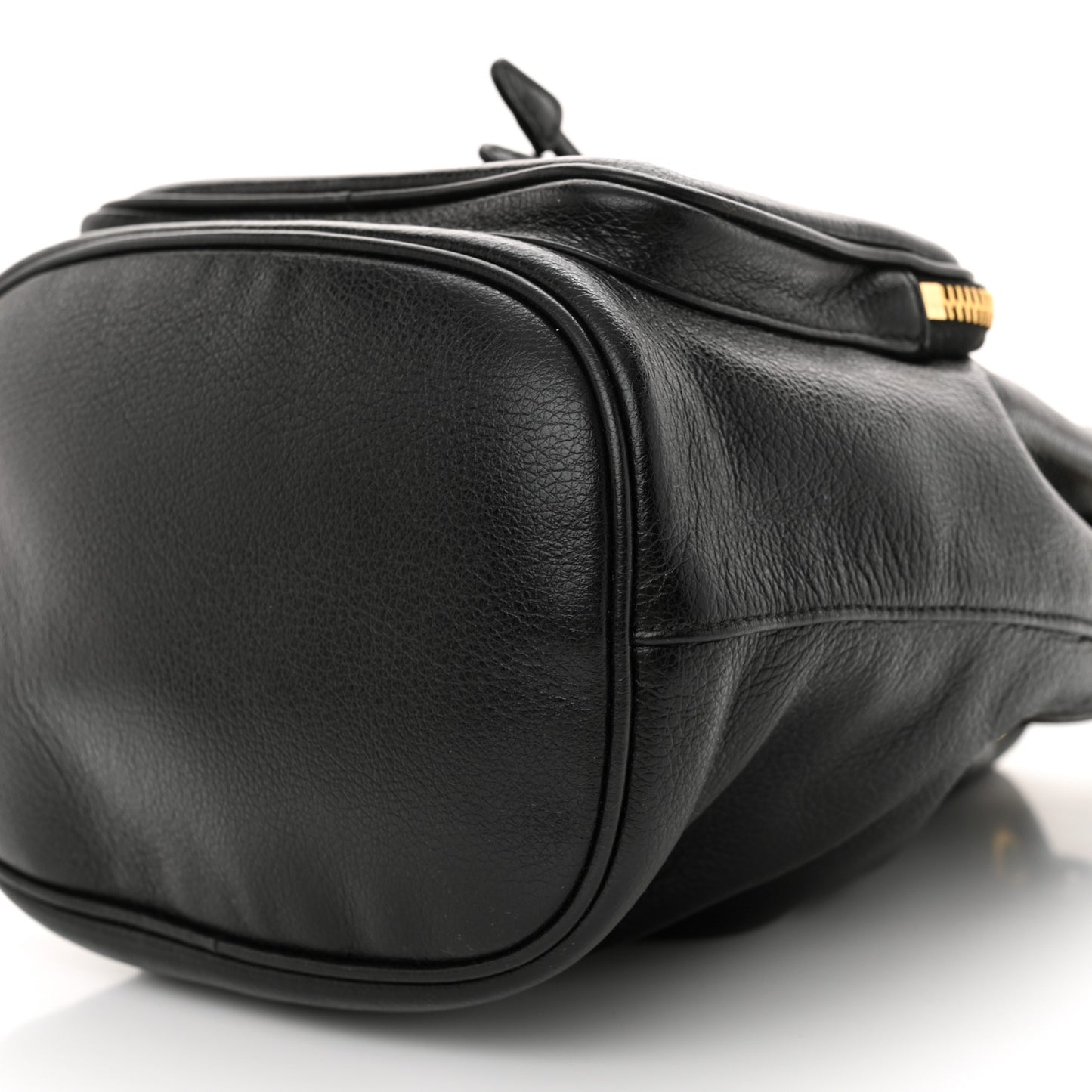 Glace Calfskin Embossed Secchiello Bucket Bag Black