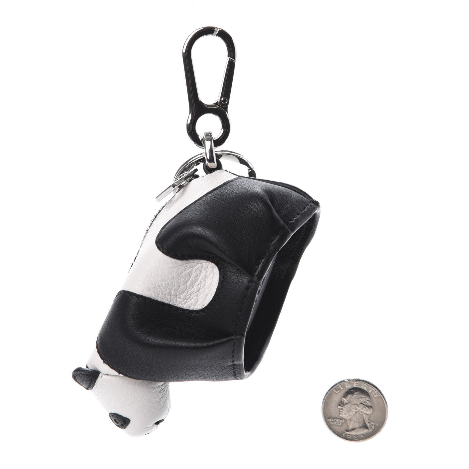 Loewe Calfskin Panda Coin Pouch Bag Charm Key Holder Black White 2 of 5