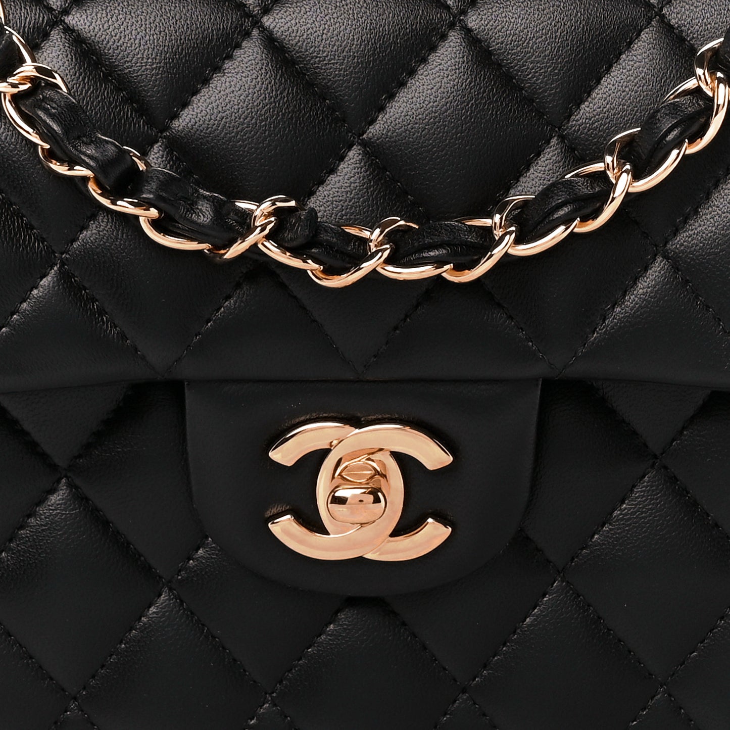 Lambskin Quilted Small Double Flap Black