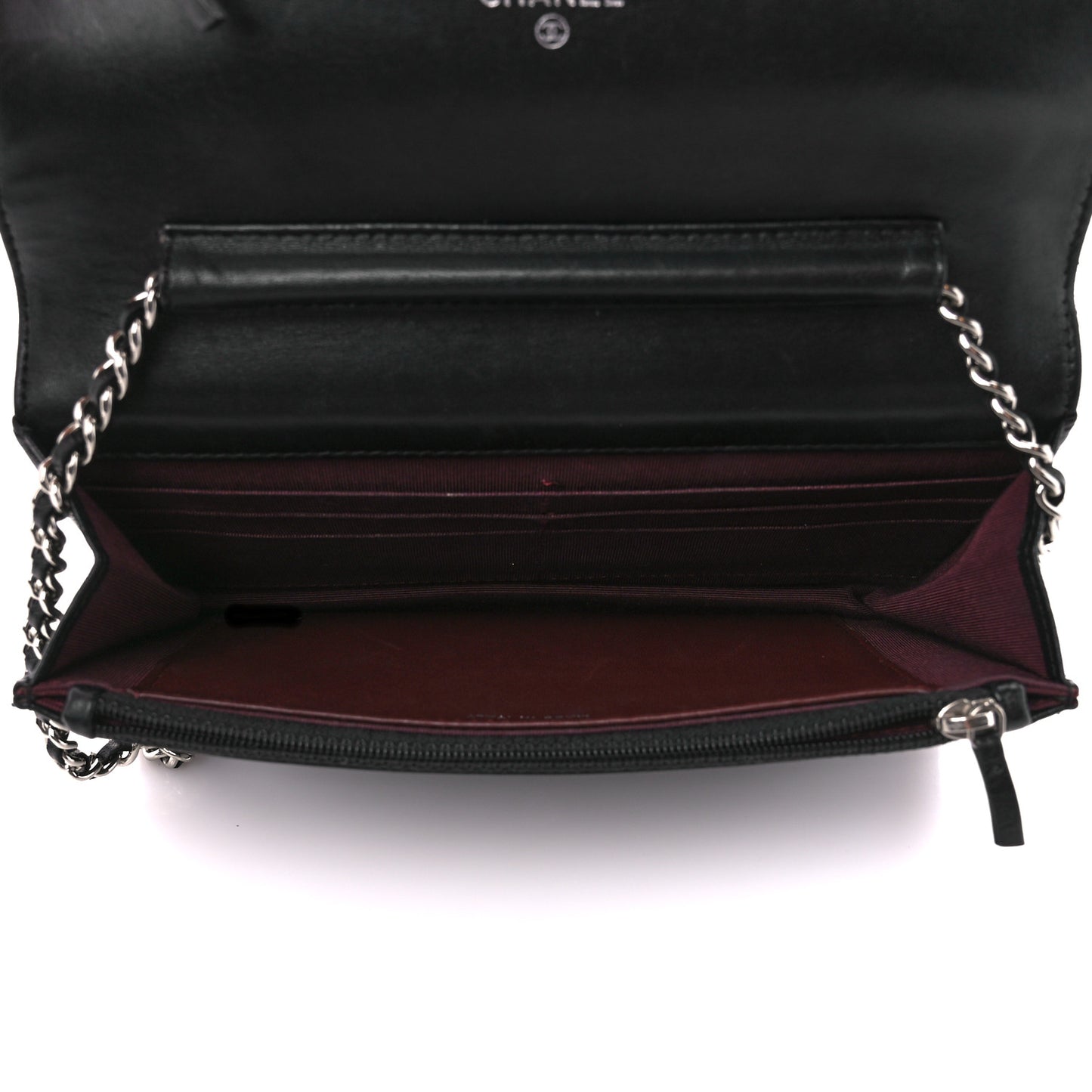 Lambskin Quilted Wallet On Chain WOC Black