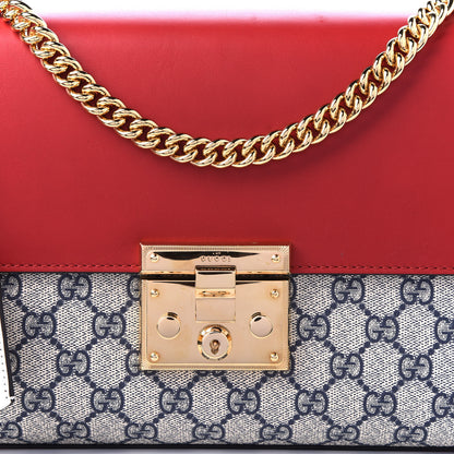Gucci GG Supreme Monogram Moon Calfskin Medium Padlock Shoulder Bag Beige Blue Hibiscus Red Mystic White 7 of 10