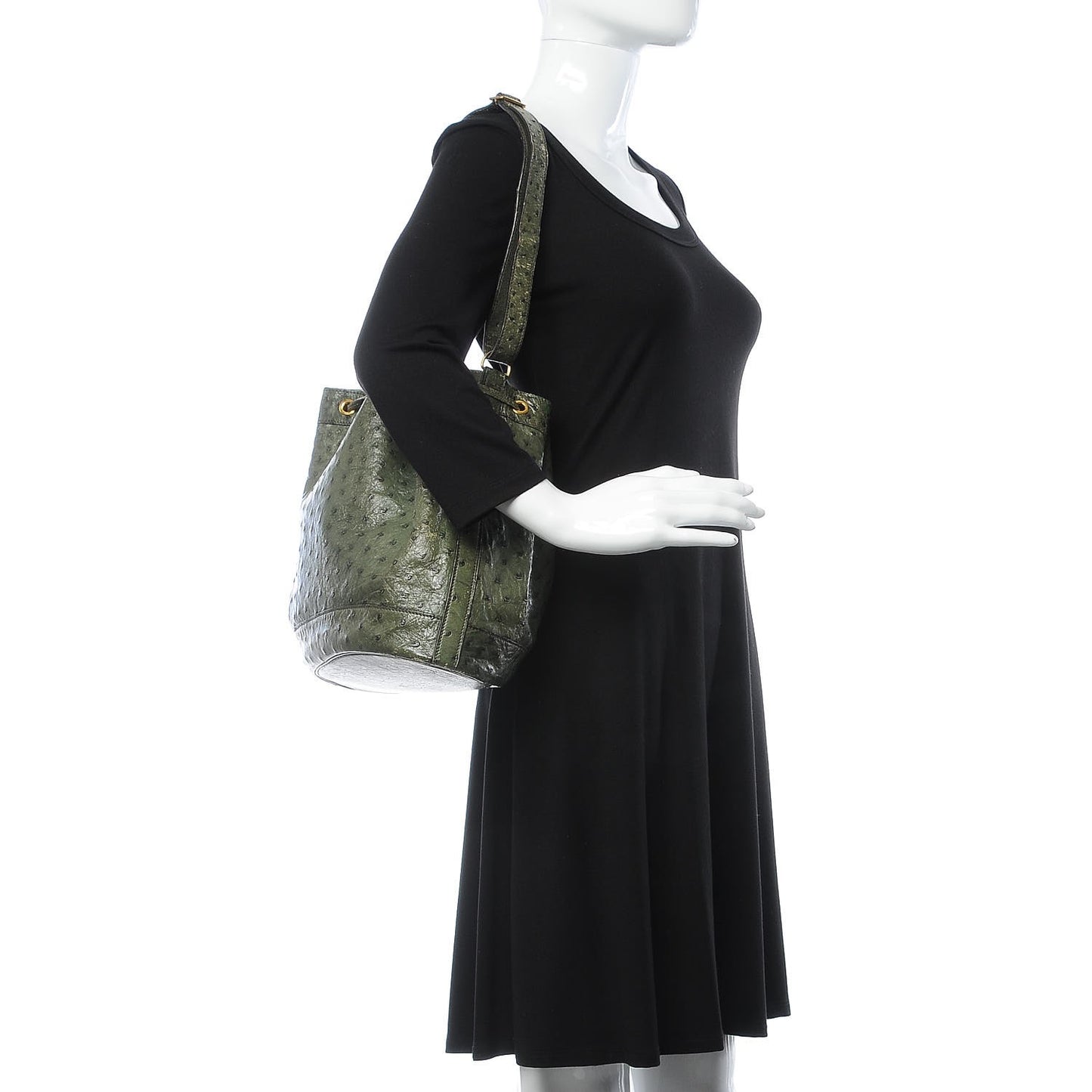 Ostrich Market Drawstring Bag 28 Vert Olive
