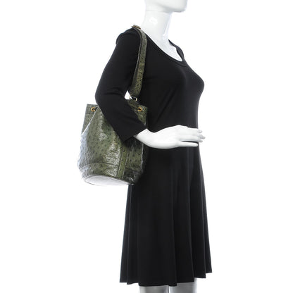 Hermes Ostrich Market Drawstring Bag 28 Vert Olive 2 of 15