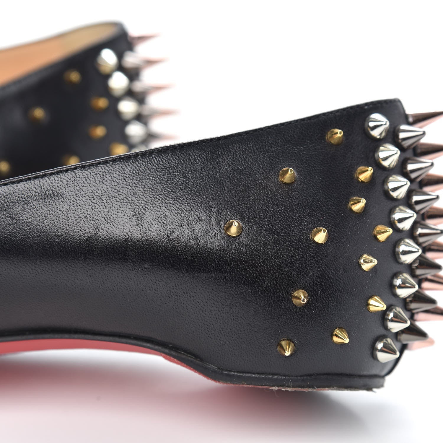 Christian Louboutin Shiny Nappa Goldoflat Spikes Flats 37.5 Black 11 of 12