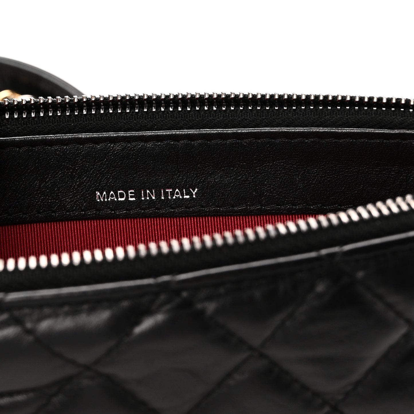 Aged Calfskin Quilted Small Gabrielle Clutch With Chain Black