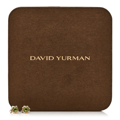David Yurman 18K Yellow Gold Sterling Silver Diamond Peridot 5mm Petite Chatelaine Bezel Earrings 5 of 5