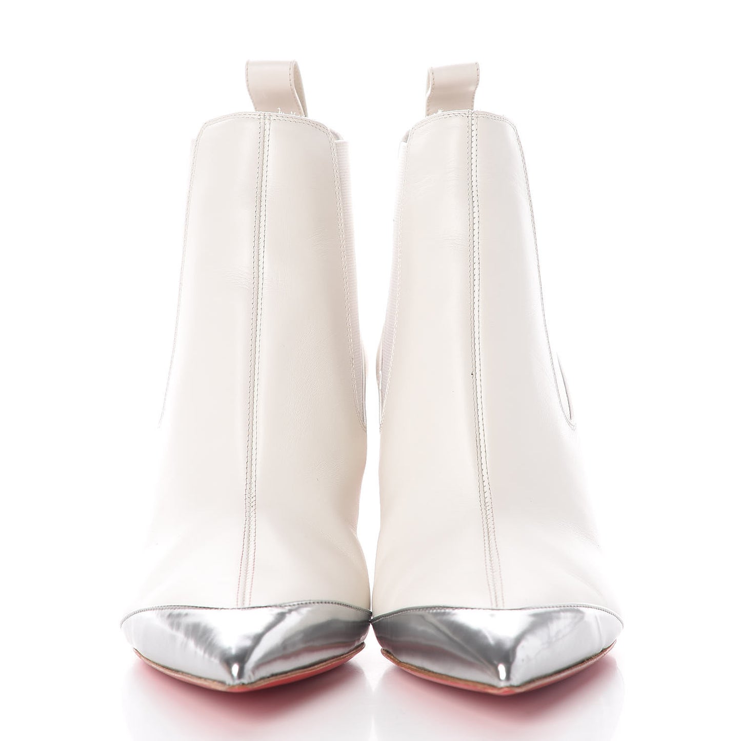Calfskin Antispecchio Superchen 70 Booties 37.5 Snow Silver