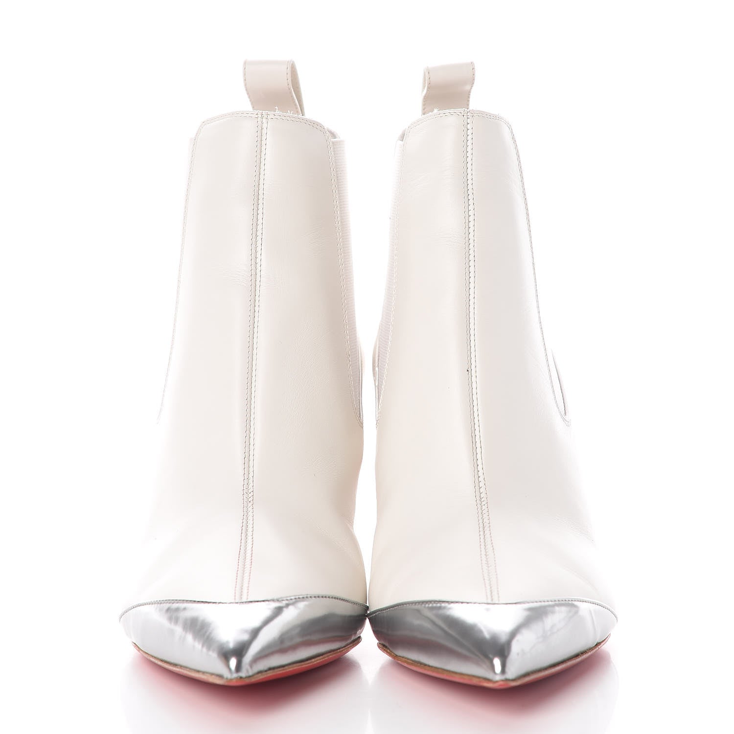 Christian Louboutin Calfskin Antispecchio Superchen 70 Booties 37.5 Snow Silver 2 of 8