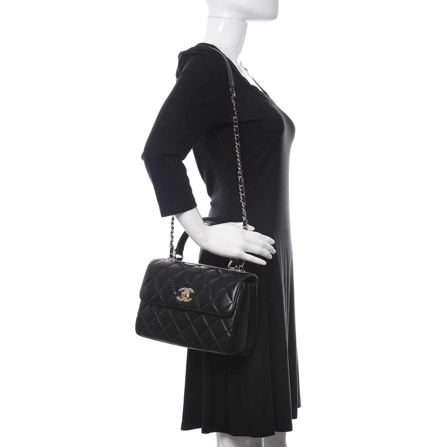 Chanel Lambskin Quilted Small Trendy CC Dual Handle Flap Bag Black 2 of 11