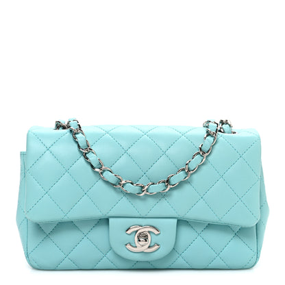 Chanel Lambskin Quilted Mini Rectangular Flap Light Blue 1 of 10