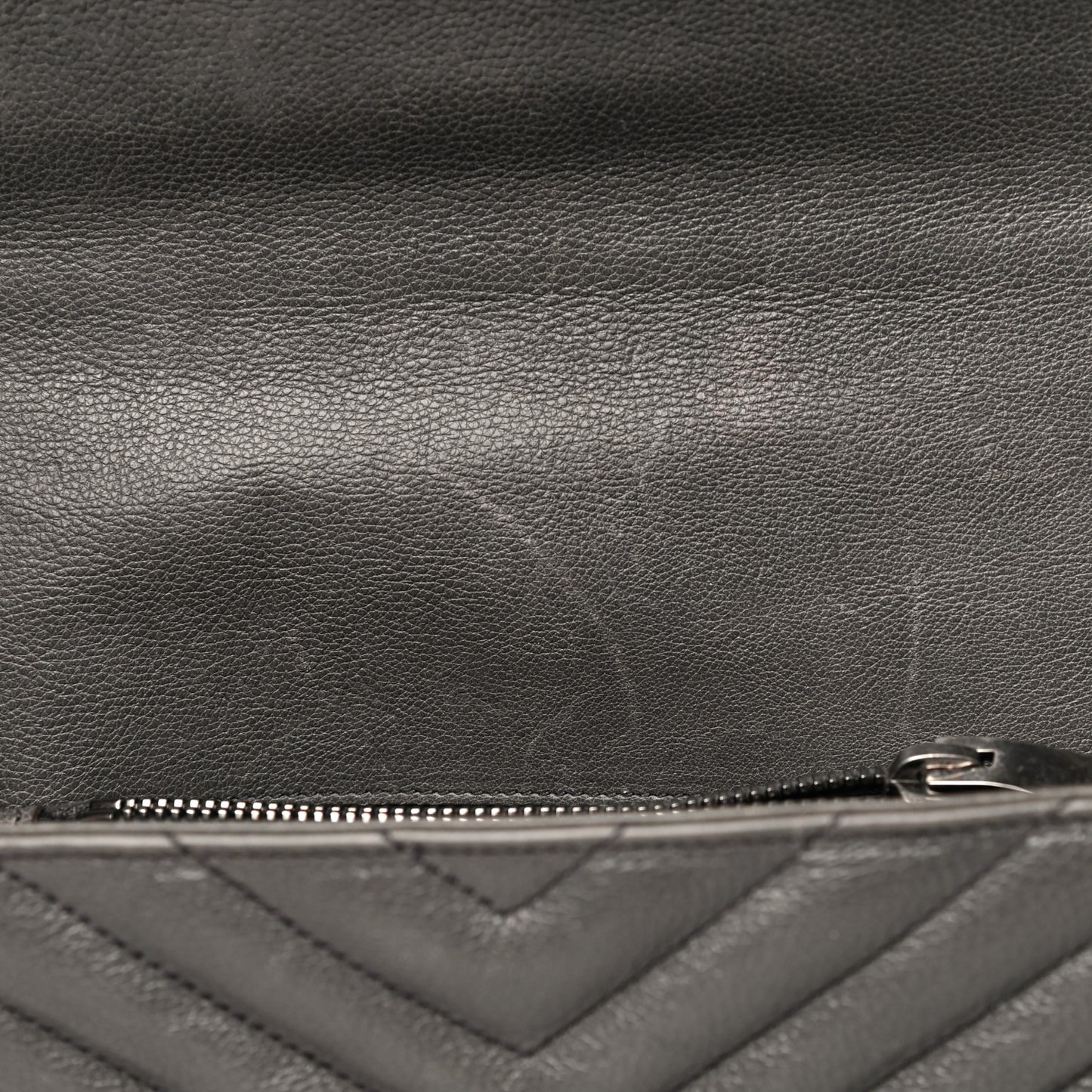 Grained Calfskin Matelasse Chevron Monogram Medium College Bag Grey