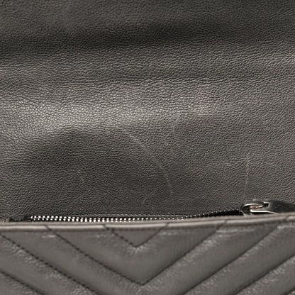 Saint Laurent Grained Calfskin Matelasse Chevron Monogram Medium College Bag Grey 9 of 18