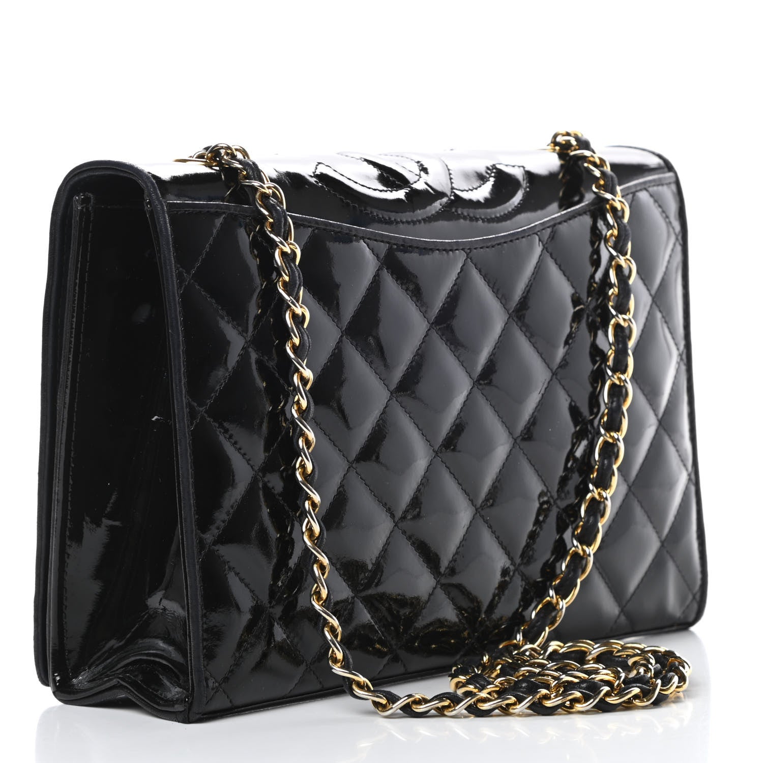 Chanel Patent Quilted Small CC Single Flap Bag Black 3 of 15