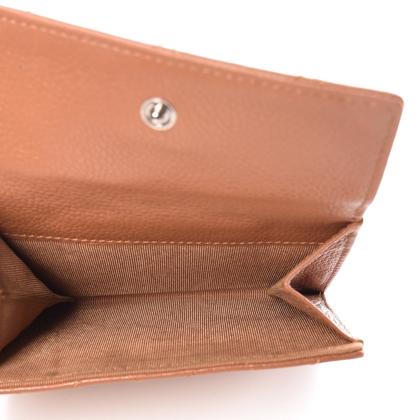 Caviar Quilted Compact French Flap Wallet Dark Beige
