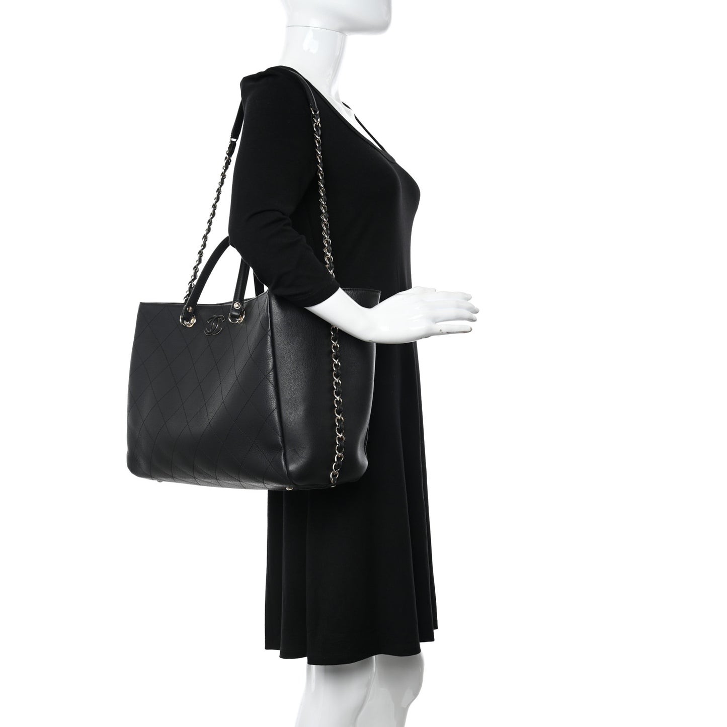 Bullskin Stitched Large Shopping Bag Black