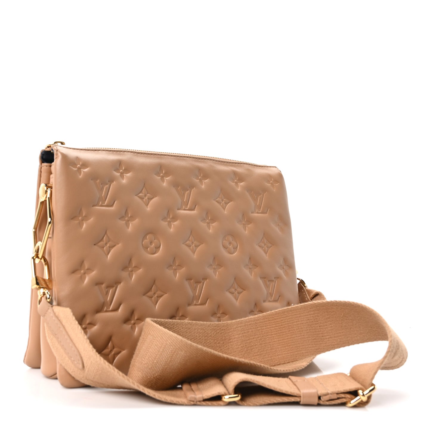 Lambskin Embossed Monogram Coussin PM Camel