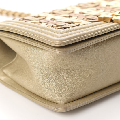 Chanel Metallic Lambskin Medium Golden CC Boy Flap Dark Gold 6 of 10