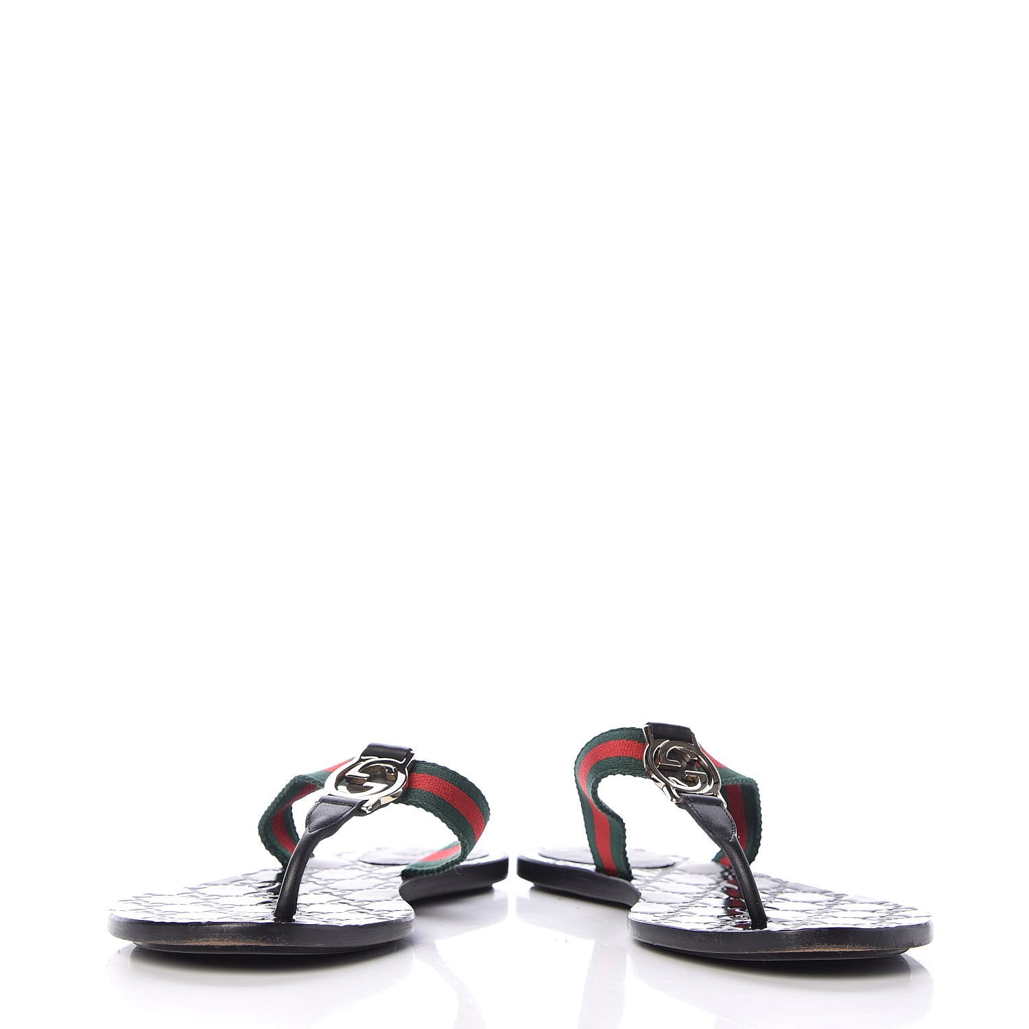 Gucci Nylon Guccissima Web Womens Thong Sandals 38.5 Green Red Black 5 of 13