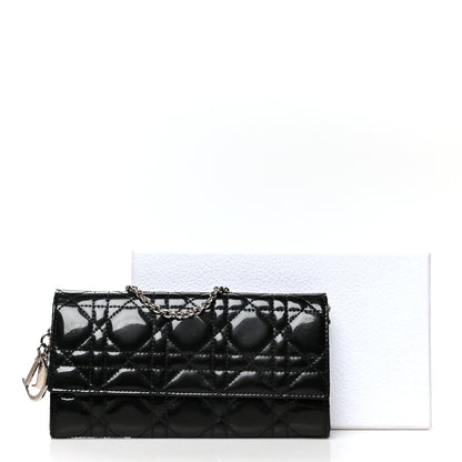 Christian Dior Patent Cannage Lady Dior Rendezvous Wallet On Chain Black Black 11 of 11