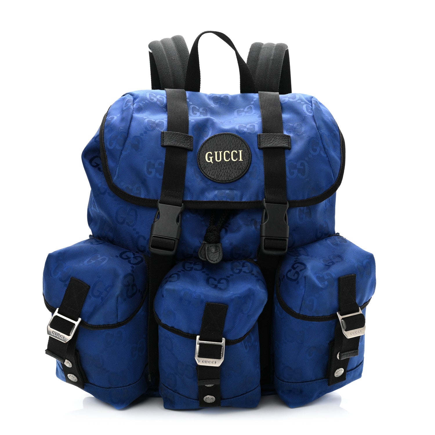 Gucci Econyl Nylon Monogram Off The Grid Utility Pocket Backpack Guilted Blue Black 1 of 12