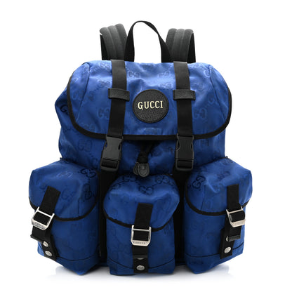 Gucci Econyl Nylon Monogram Off The Grid Utility Pocket Backpack Guilted Blue Black 1 of 12