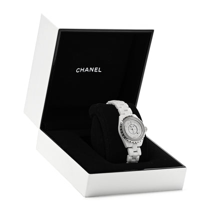Chanel Stainless Steel Ceramic Diamond Pave Bezel 33mm J12 Quartz Watch White 5 of 5