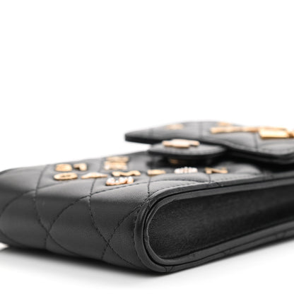 Chanel Lambskin Quilted Lucky Charm Phone Holder Black 11 of 12