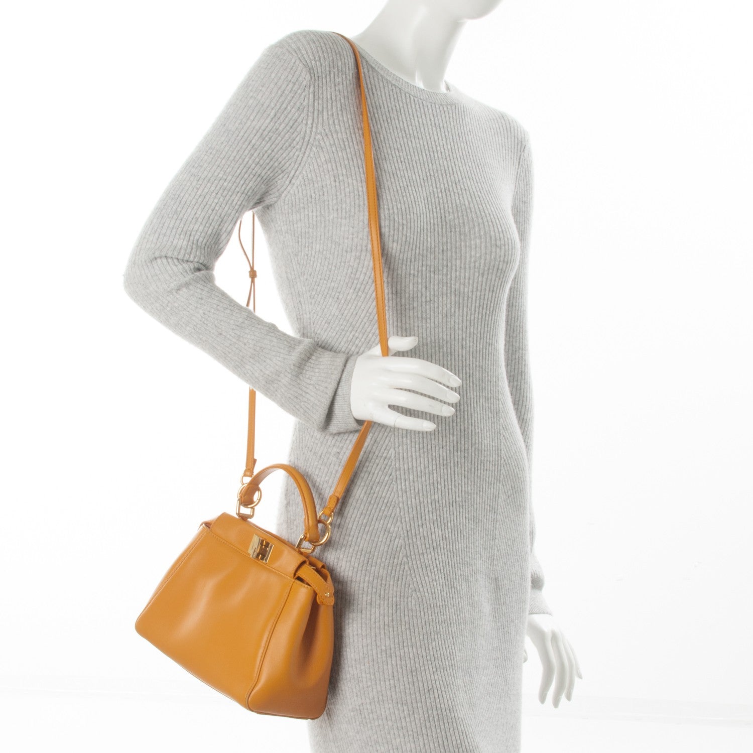 Fendi Nappa Mini Peekaboo Iconic Satchel Giallo Syrup 2 of 8