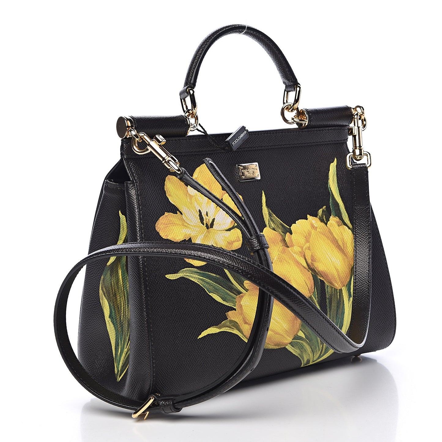 Dauphine Tulip Print Medium Miss Sicily Satchel Black
