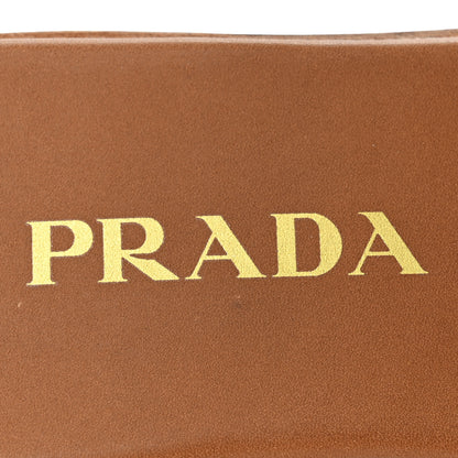 Prada Raffia Metal Triangle Logo 10mm Slide Sandals 37 Naturale 8 of 8