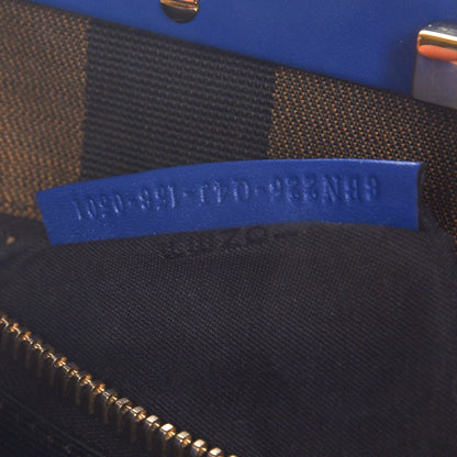 Fendi Vitello Morgan Fabric Jacquard Pequin Medium Peekaboo Iconic Satchel Blue Neon Tobacco 8 of 10