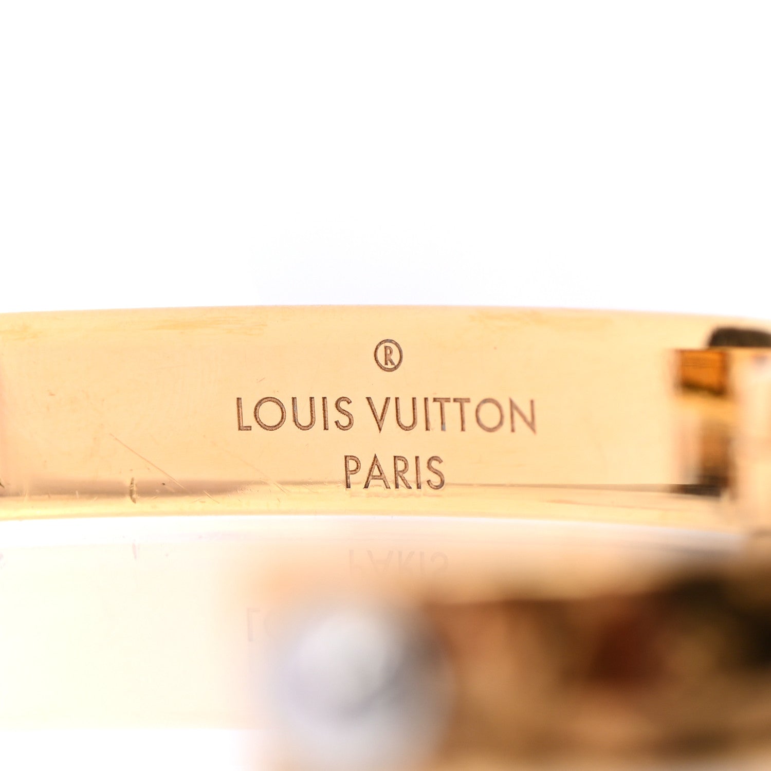 Louis Vuitton Brass Monogram Nanogram Cuff S Gold 4 of 5